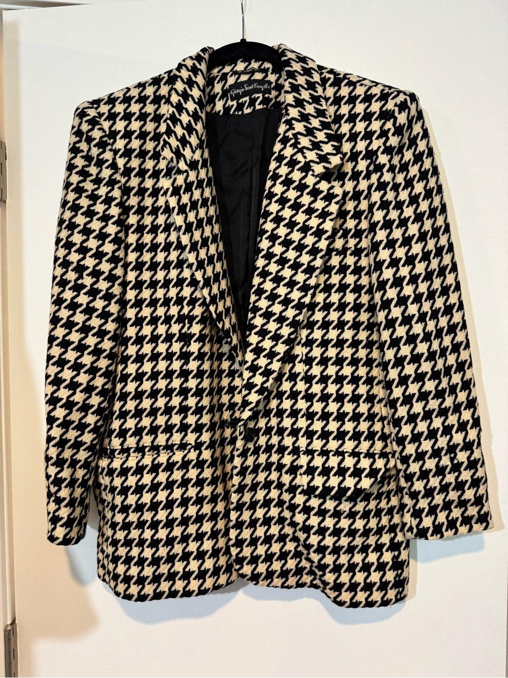 Vintage Giorgio Sant'Angelo Pure Wool Houndstooth Blazer Size 12